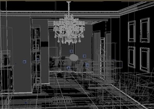 住宅空间客厅和餐厅室内装饰3dmax模型