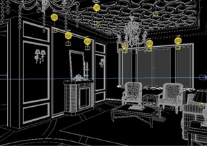 欧式别墅客厅及餐厅室内设计3dmax模型