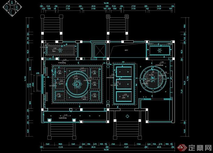 某别墅空间一层客厅与餐厅室内设计CAD施工图(2)