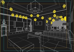 中式风格某家装客厅餐厅室内设计3dmax模型
