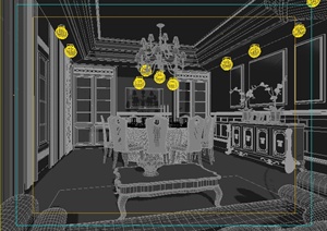 欧式风格商业餐厅包房室内设计3dmax模型