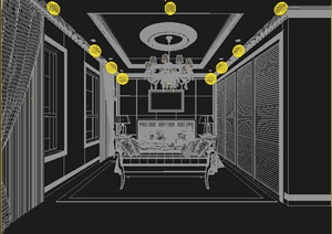 欧式风格居住空间卧室室内设计3dmax模型