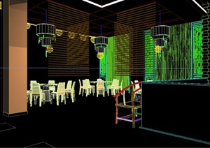 某现代餐饮店室内装修设计3DMAX模型