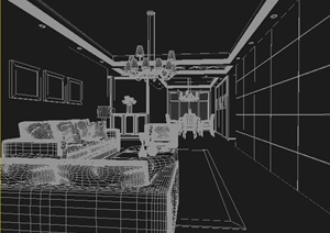 住宅餐厅及客厅室内装饰设计3dmax模型