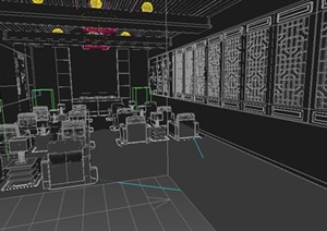 中式风格会议厅室内设计3dmax模型