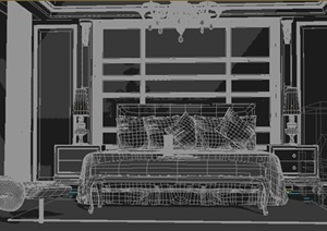 现代风格某住宅卧室室内装饰3dmax模型