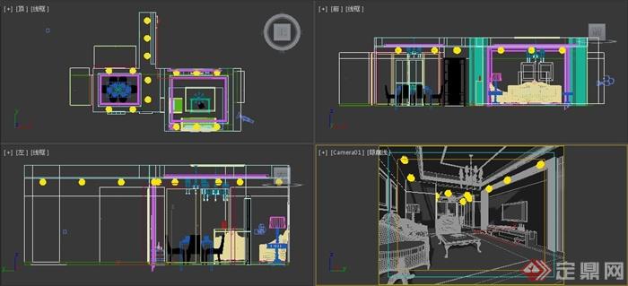 欧式风格住宅客厅和餐厅室内设计3dmax模型(2)