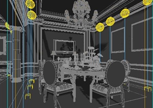 欧式别墅住宅餐厅室内装饰3dmax模型