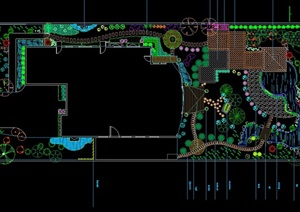 某别墅庭院景观布置设计CAD施工图
