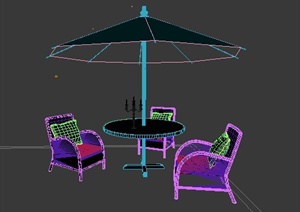 园林景观户外桌椅及遮阳伞3dmax模型