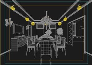 欧式风格家装餐厅室内装饰3dmax模型