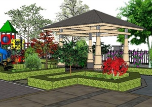 现代风格休闲庭院花园景观设计SU(草图大师)模型