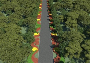 现代风格城市道路绿化带设计3dmax模型