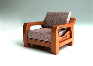 中式风格单人沙发3DMAX模型