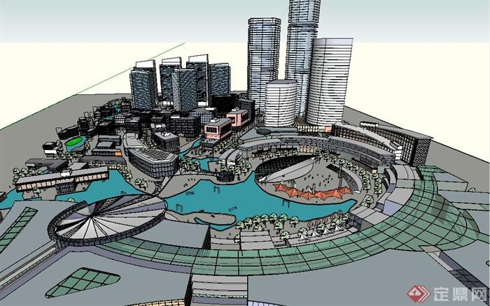 现代某城市中心区规划设计SU模型(3)