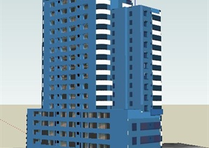 现代高层住宅楼建筑SU(草图大师)模型