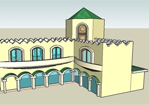 欧式风格公馆建筑设计SU(草图大师)模型