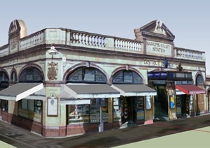 欧式风格沿街商铺商业建筑设计SU(草图大师)模型