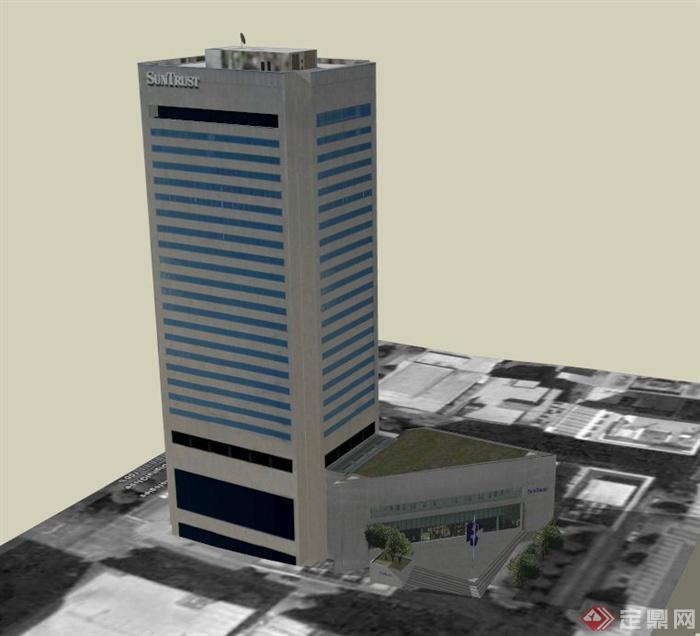 某信托银行建筑设计SU模型(1)