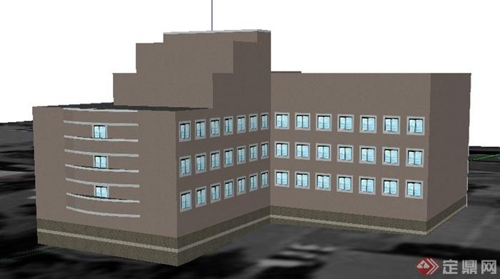 现代多层简约办公楼建筑su模型(2)