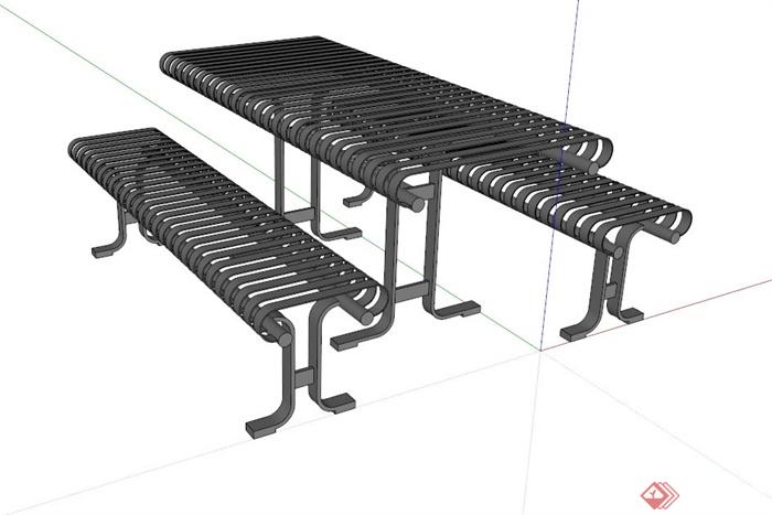 室外钢桌椅设计SU模型(1)