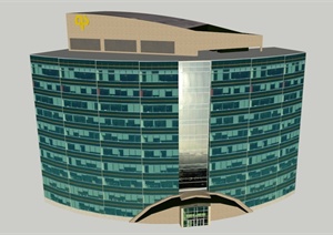 某酒店大楼建筑设计SU(草图大师)模型1