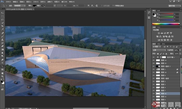 某城市规划展览馆建筑设计MAX模型（带效果图）(2)