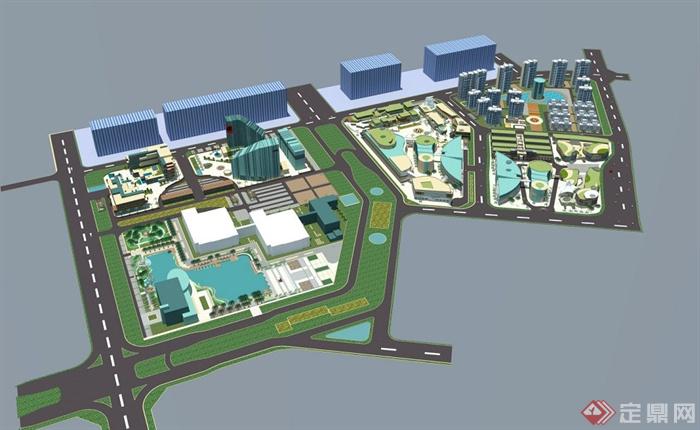 现代某大型商住区规划设计SU模型与JPG方案图(1)