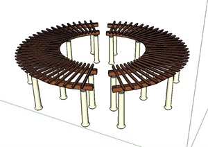 某园林景观节点圆形廊架设计SU(草图大师)模型