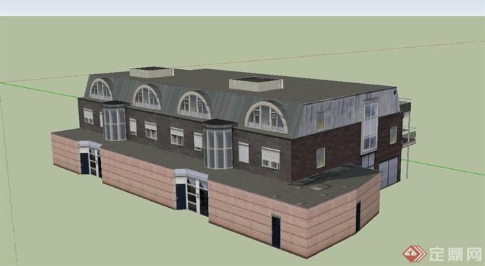 现代某两层商住房建筑设计SU模型(3)