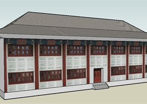 日式二层古建办公楼建筑SU(草图大师)模型