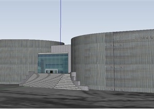 某地现代图书馆建筑设计SU(草图大师)模型