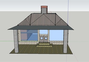 某两层方形住宅建筑设计SU(草图大师)模型