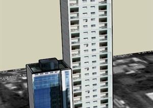 高层酒店建筑设计SU(草图大师)模型1