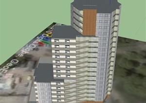 一栋酒店建筑设计SU(草图大师)模型1