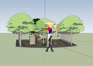 某休闲道路小游园景观规划设计SU(草图大师)模型