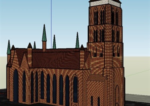 欧式尖顶教堂建筑设计SU(草图大师)模型