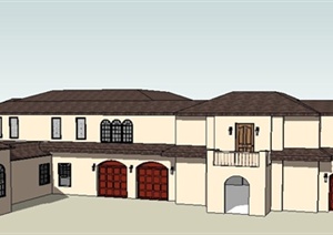 欧式2层住宅建筑设计SU(草图大师)模型