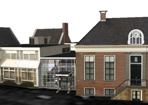 现代风格2层民房住宅建筑设计SU(草图大师)模型