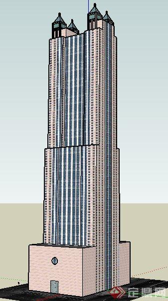 现代某地高层酒店建筑su模型(1)