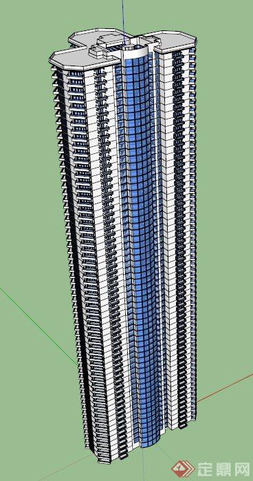 现超高层大厦建筑设计SU模型(1)