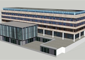 一栋办公大楼建筑设计SU(草图大师)模型1