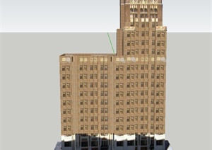 现代某建设银行大厦建筑设计SU(草图大师)模型