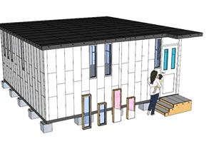 私人单层住房建筑设计SU(草图大师)模型