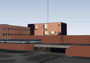 现代厂房及办公楼建筑设计SU(草图大师)模型
