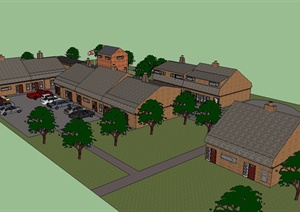 现代某乡村居住区建筑规划设计SU(草图大师)模型