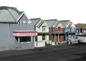 现代转角沿街商铺商住建筑设计SU(草图大师)模型