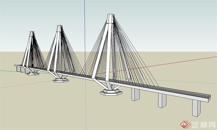 现代某高架桥设计SU模型(1)