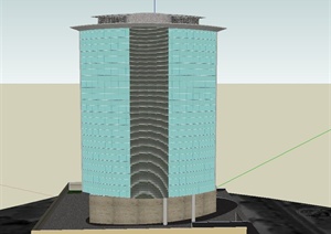 现代某烟草公司办公楼建筑设计SU(草图大师)模型