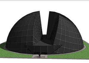 现代某半球形研究室建筑设计SU(草图大师)模型